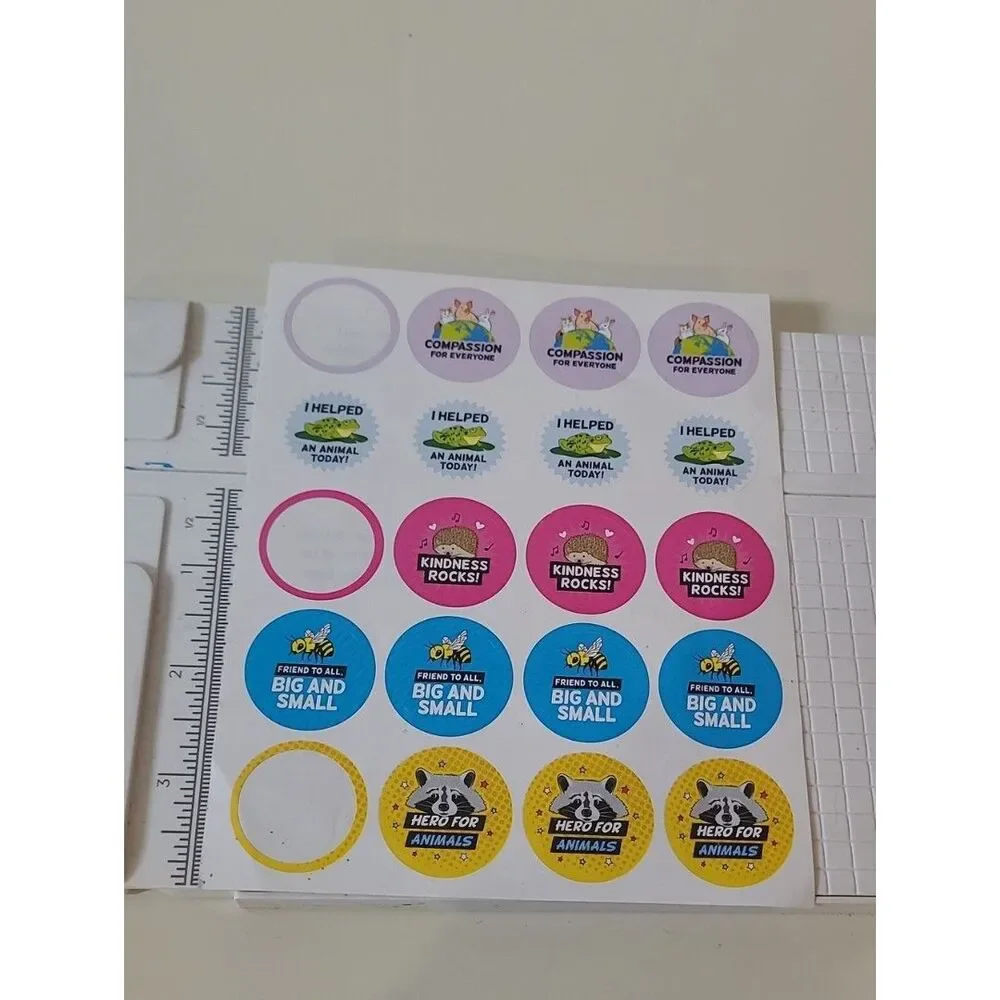 Assorted Kindness & Compassion Reward Stickers Pink, Blue, Yellow, Purple Vegan